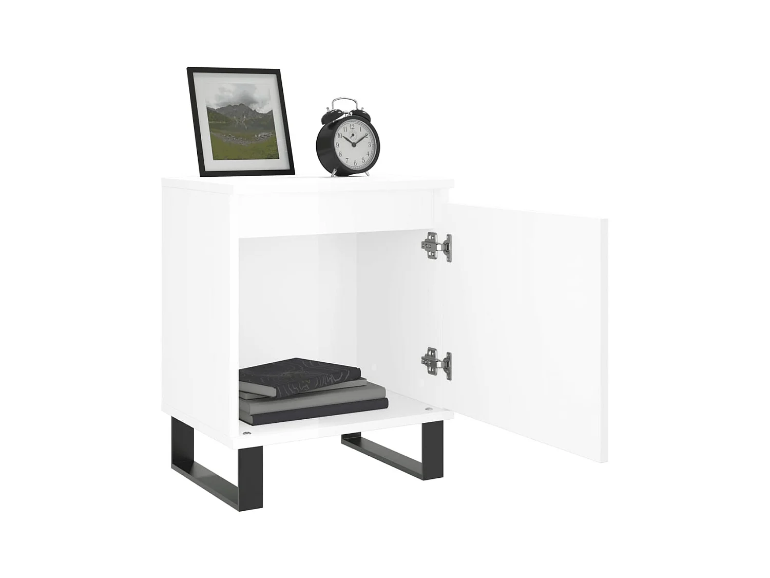 Cydor  Tables de chevet 2pcs blanc brillant 40x30x50cm bois ingénierie