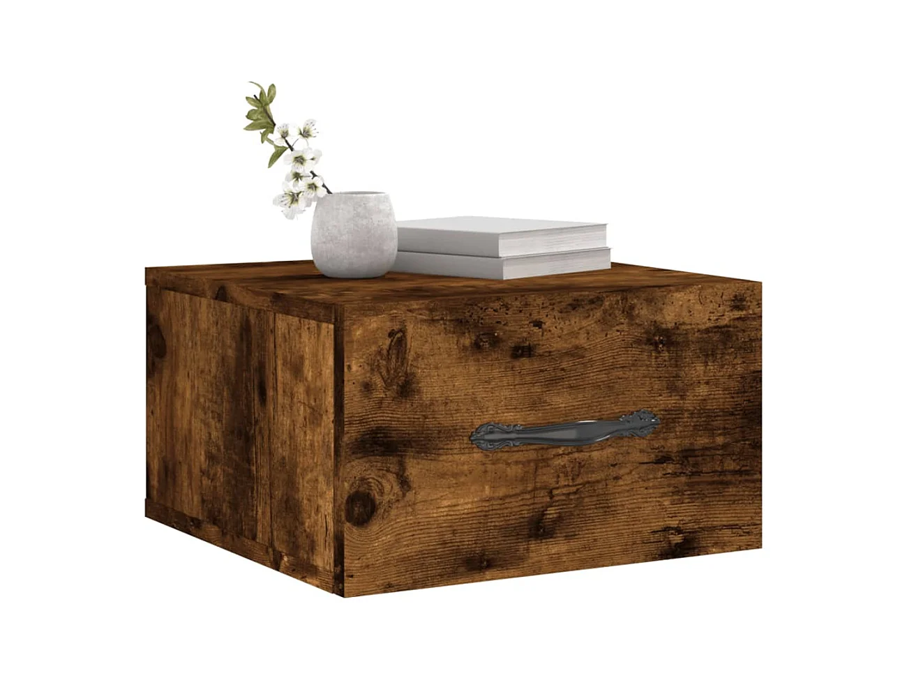 Carbon Hill  Table de chevet murale chêne fumé 35x35x20 cm