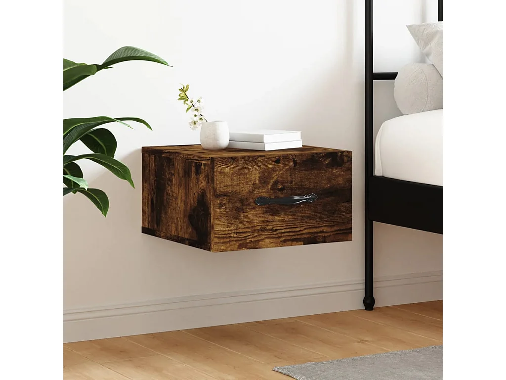 Carbon Hill  Table de chevet murale chêne fumé 35x35x20 cm