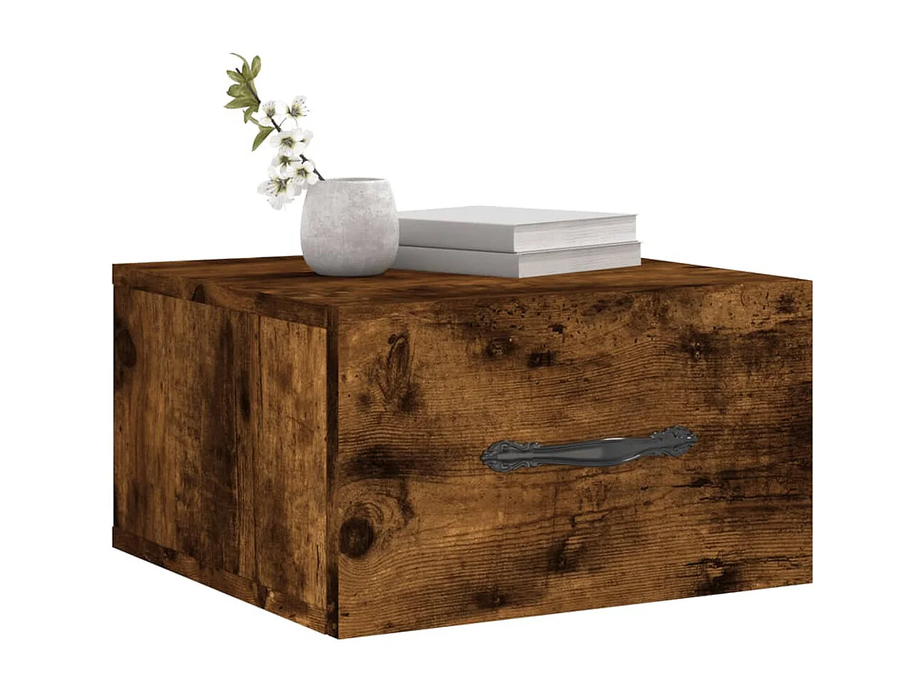 Carbon Hill  Table de chevet murale chêne fumé 35x35x20 cm