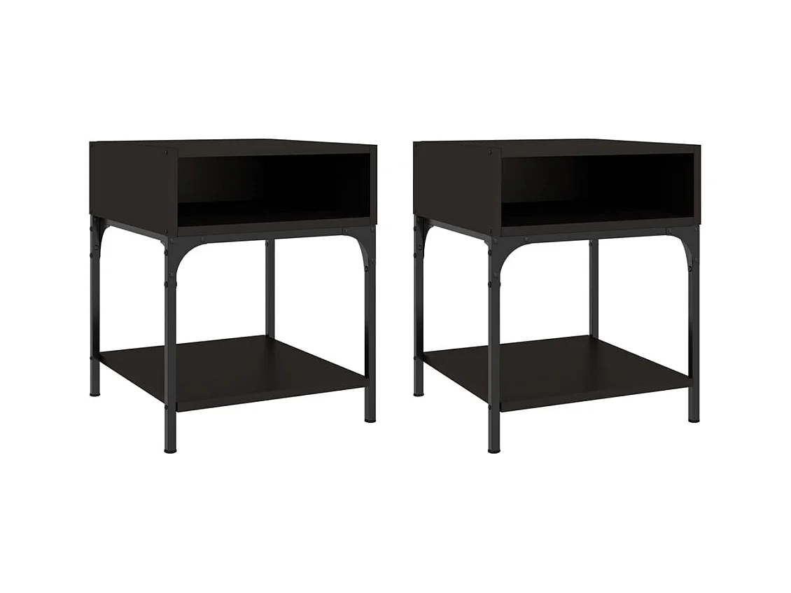 Marthe Helene  Tables de chevet 2 pcs noir 40x41x50 cm bois d’ingénierie