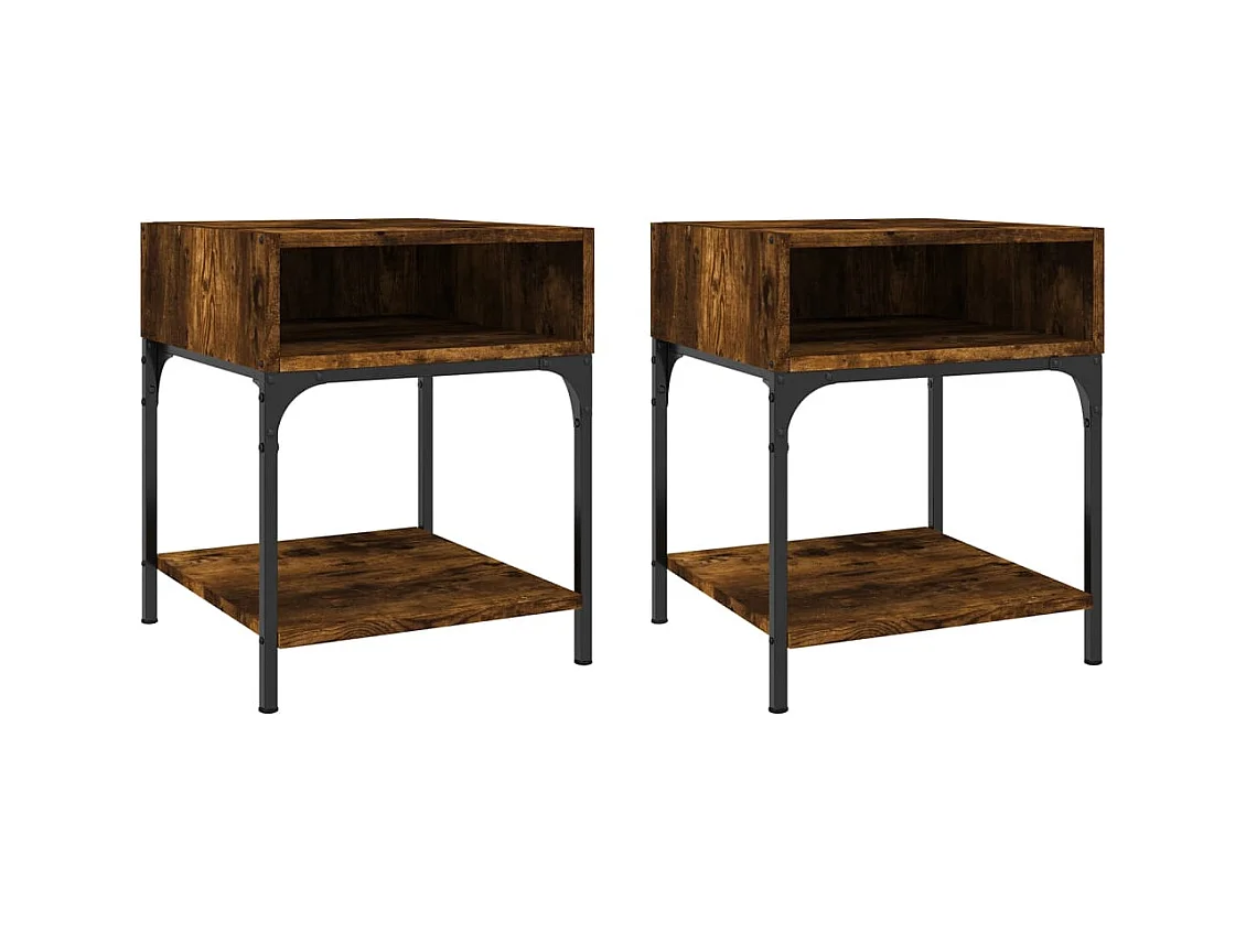 Marthe Helene  Tables de chevet 2 pcs chêne fumé 40x41x50 cm bois d’ingénierie