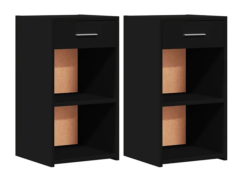 Ragna  Tables de chevet 2 pcs noir 35x34x65 cm bois d’ingénierie