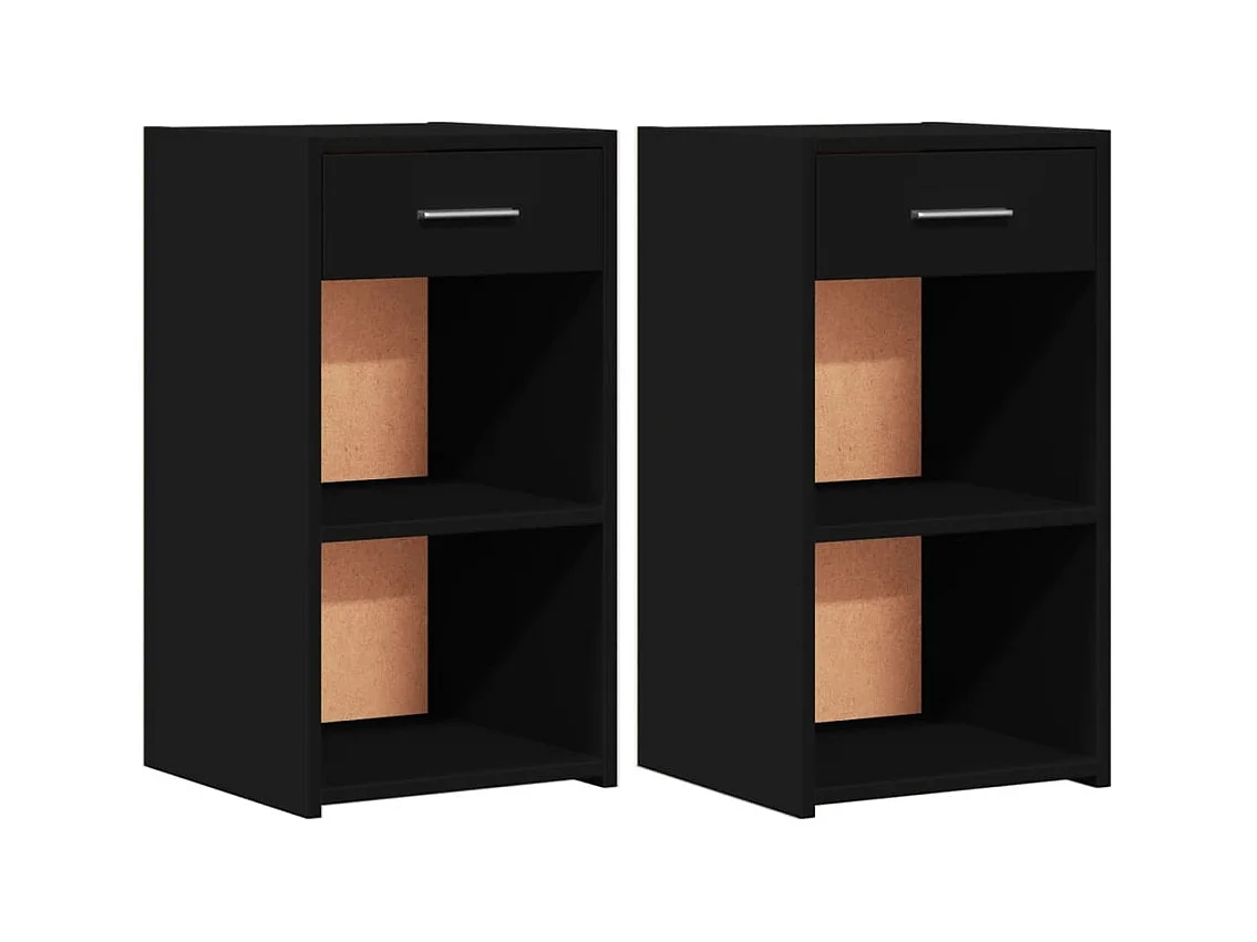 Ragna  Tables de chevet 2 pcs noir 35x34x65 cm bois d’ingénierie