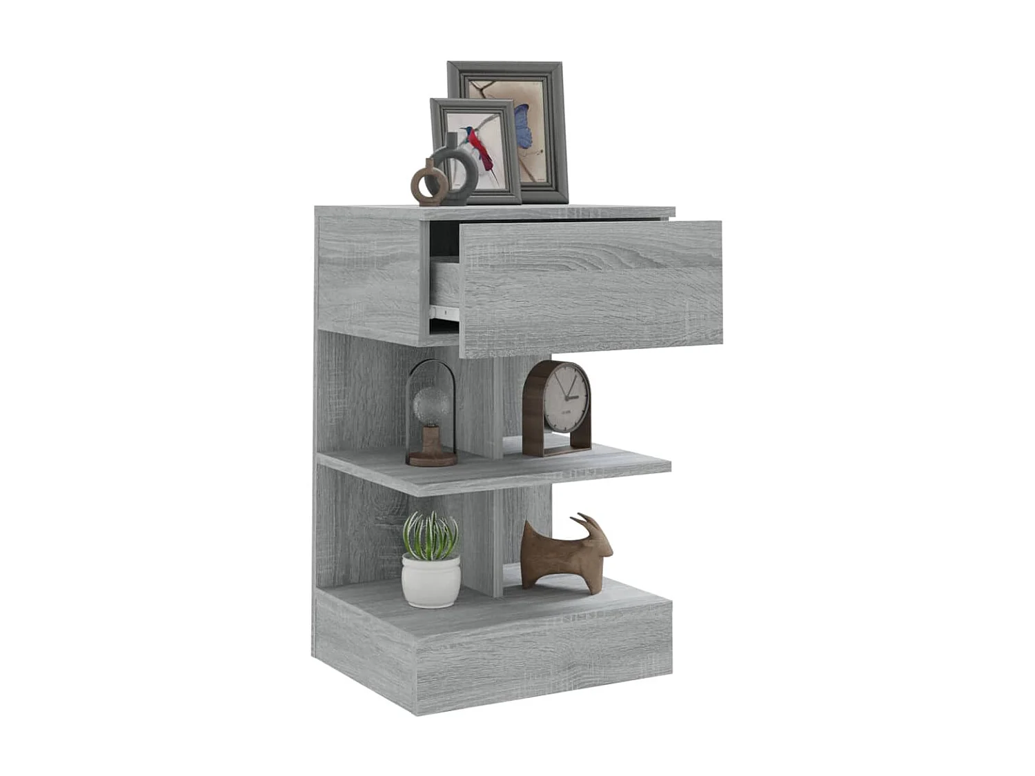 Beverly Hills  Table de chevet Sonoma gris 40x35x65 cm Bois d'ingénierie