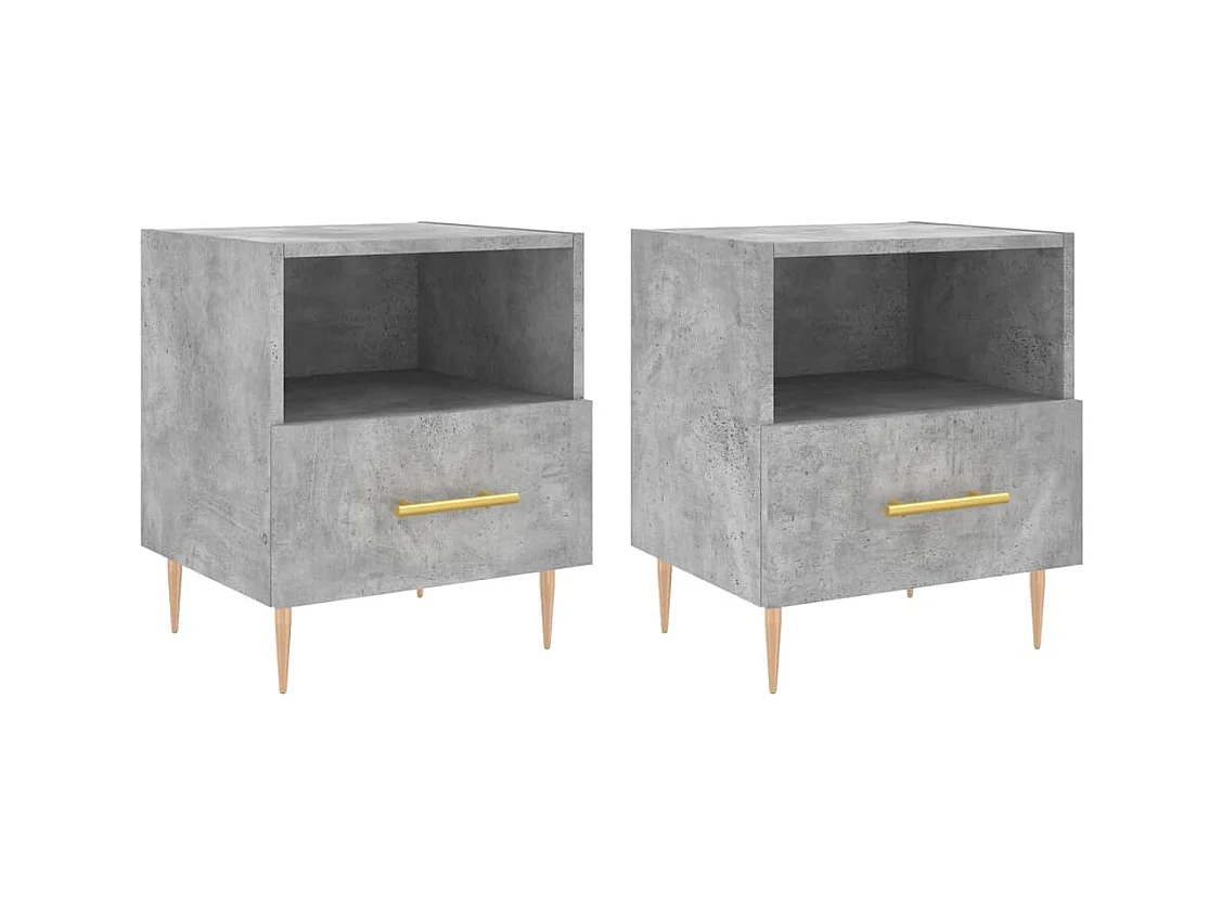 Marindor  Tables de chevet 2pcs gris béton 40x35x47,5cm bois d’ingénierie