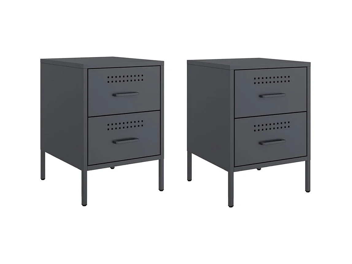 Lucille  Tables de chevet 2 pcs anthracite 36x39x50,5 cm acier