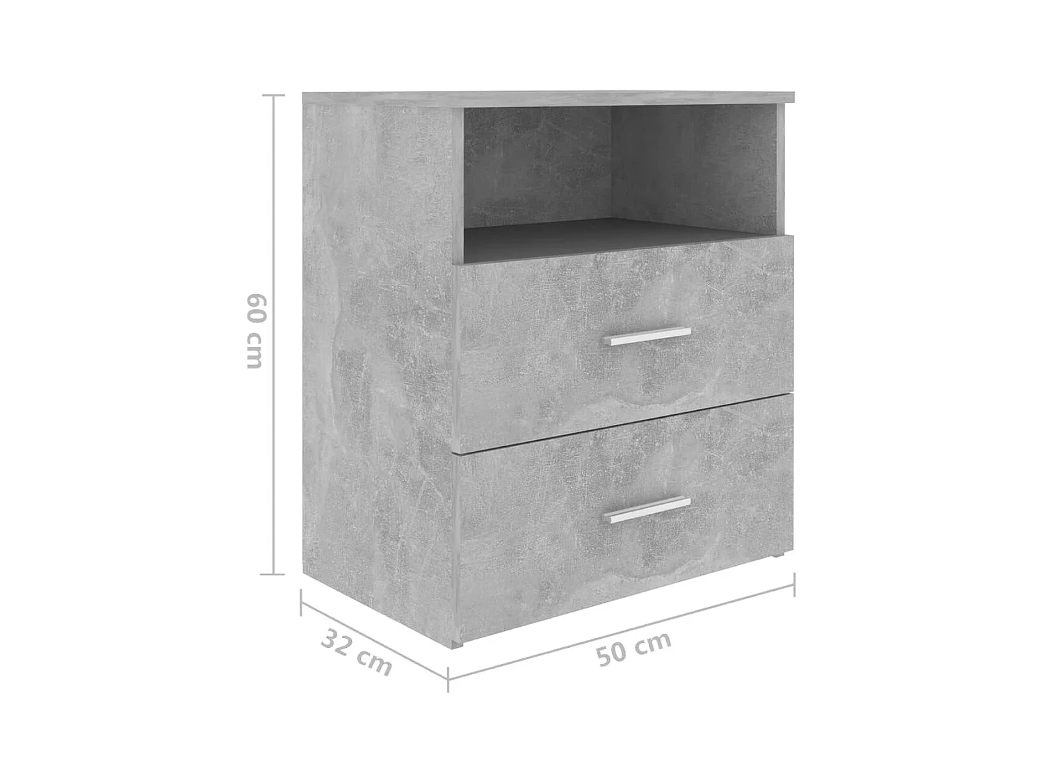 Oldenzaal  Tables de chevet 2 pcs Gris béton 50x32x60 cm