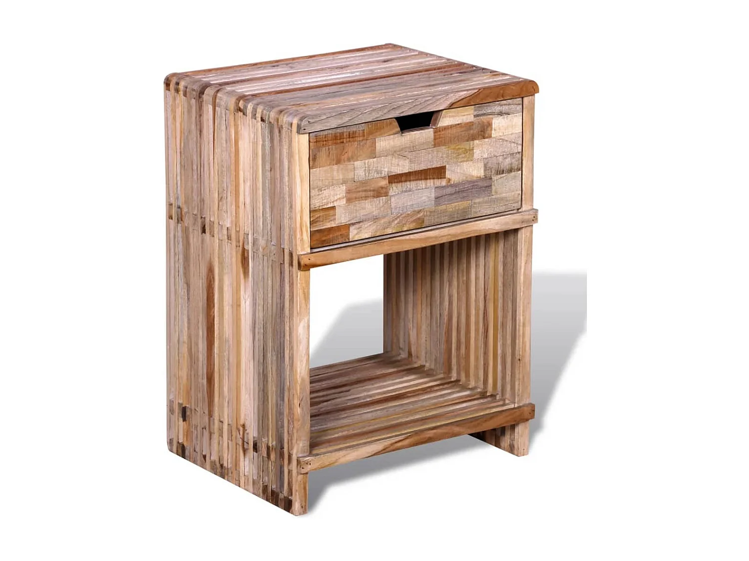 Garden Furniture -  Table de chevet avec tiroir Bois de teck recyclé