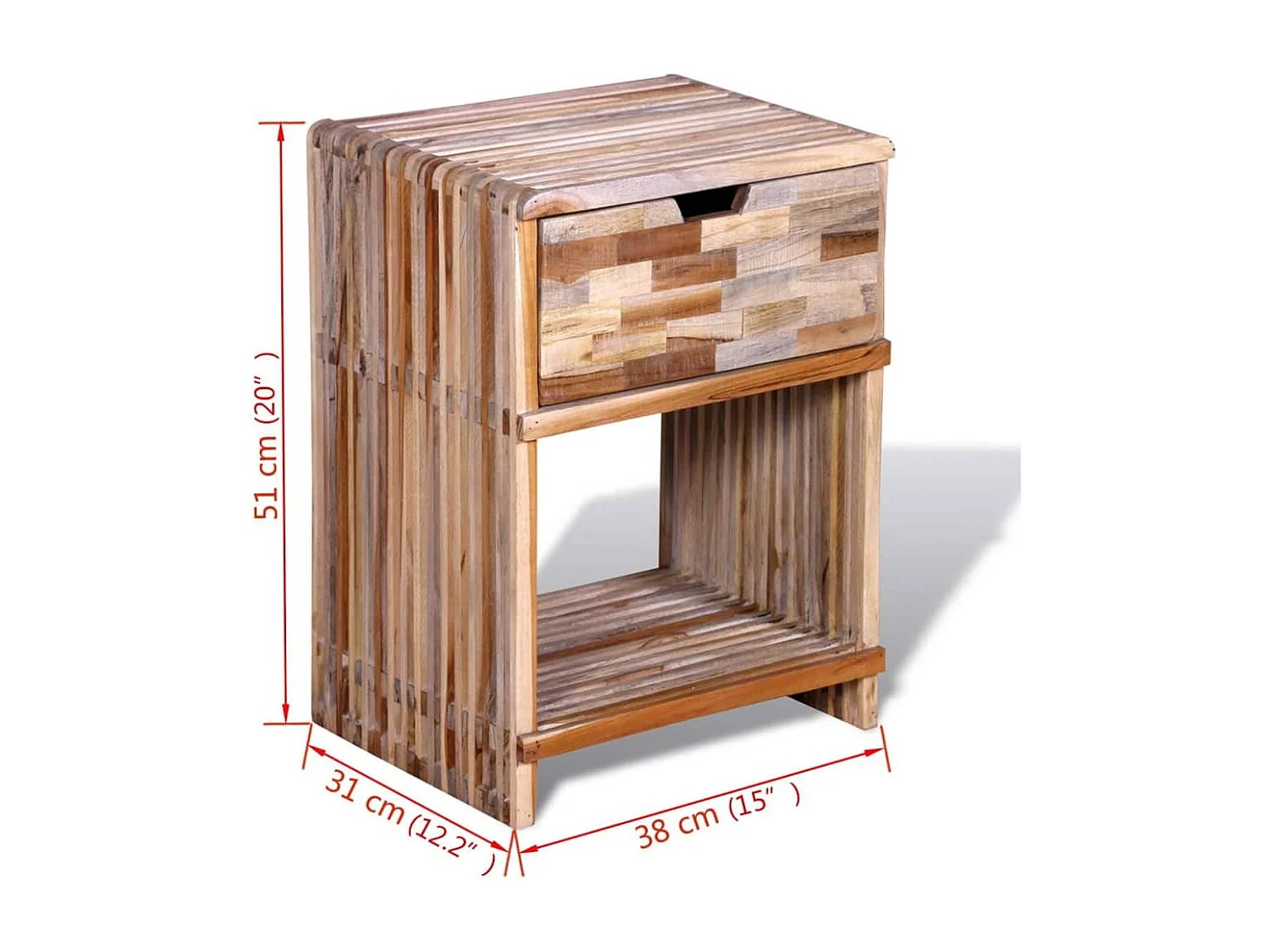 Garden Furniture -  Table de chevet avec tiroir Bois de teck recyclé