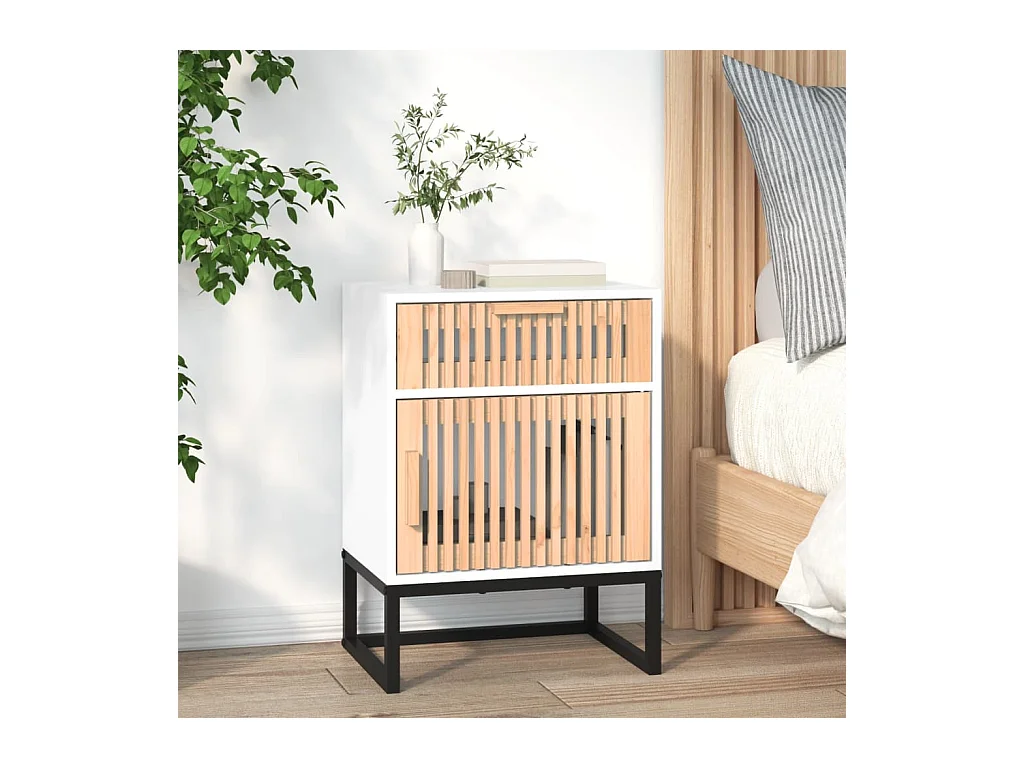 Karla  Tables de chevet 2pcs blanc 40x30x55,5cm bois ingénierie et fer