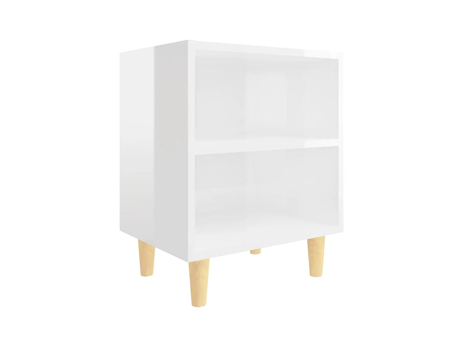 Haugesund  Tables de chevet pieds en bois 2 pcs Blanc brillant 40x30x50 cm