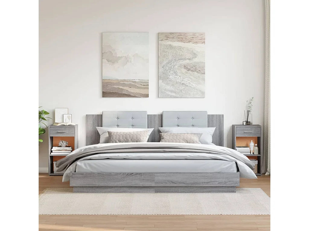 Ragna  Tables de chevet 2 pcs sonoma gris 35x34x65cm bois d'ingénierie