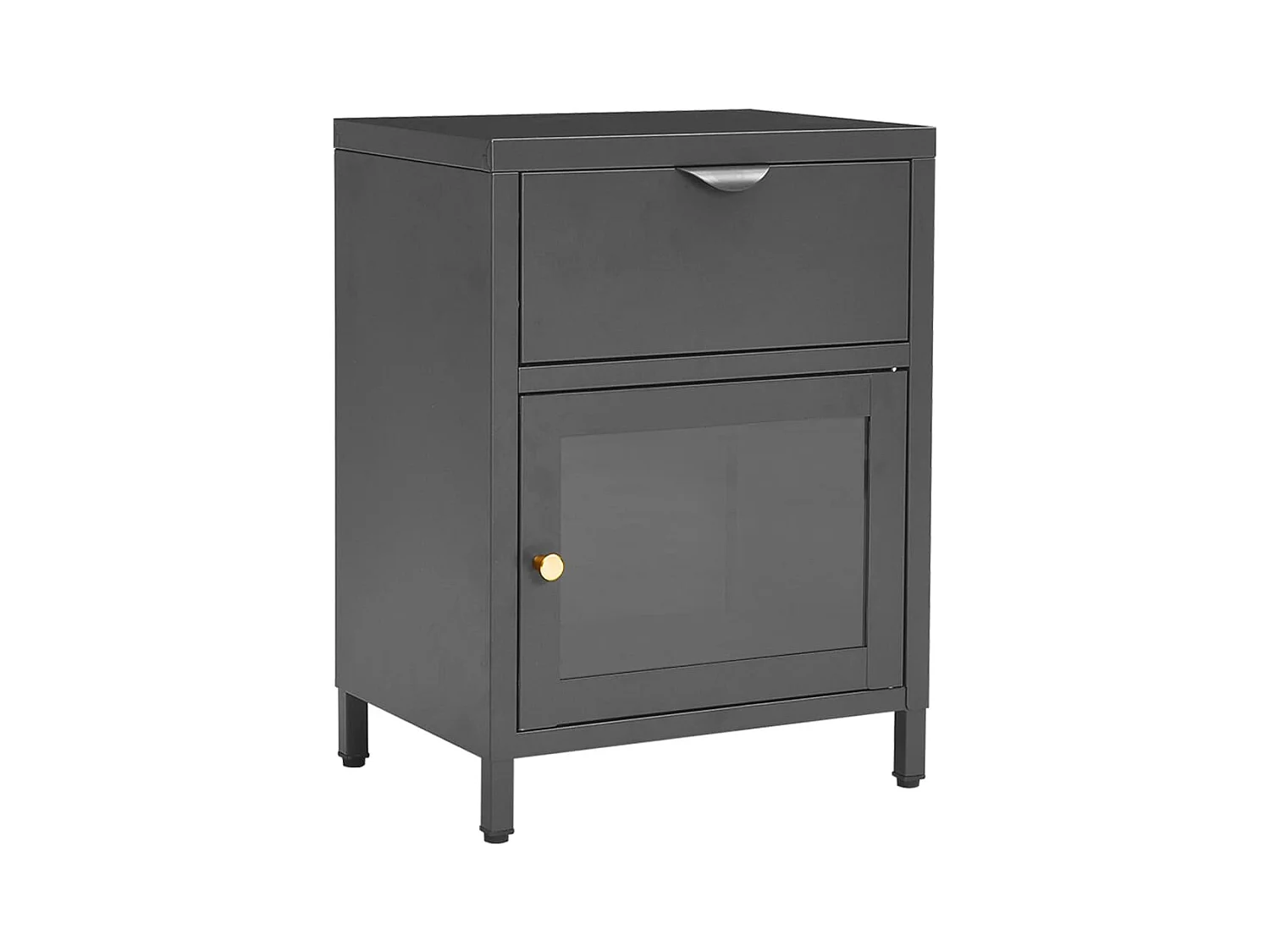 Coola  Table de chevet Anthracite 40x30x54,5 cm Acier et verre