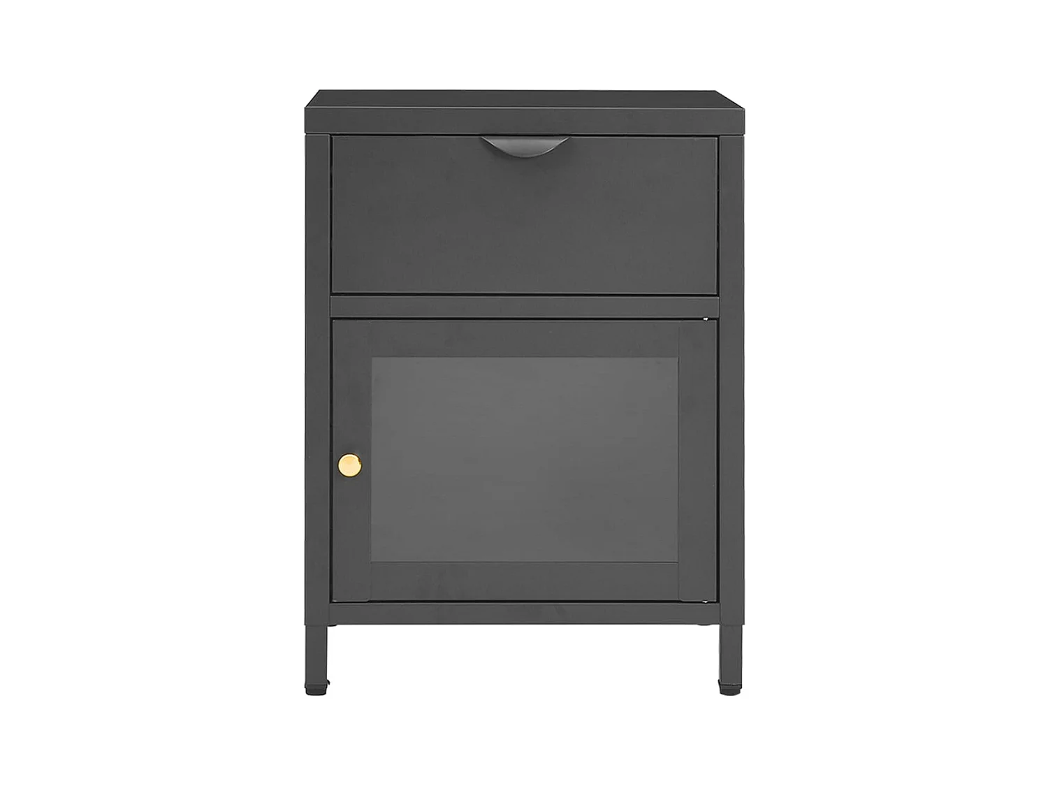 Coola  Table de chevet Anthracite 40x30x54,5 cm Acier et verre