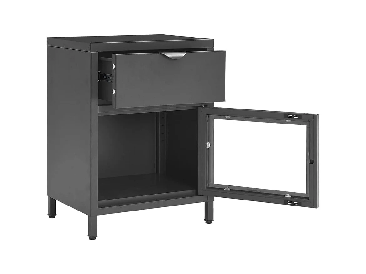 Coola  Table de chevet Anthracite 40x30x54,5 cm Acier et verre