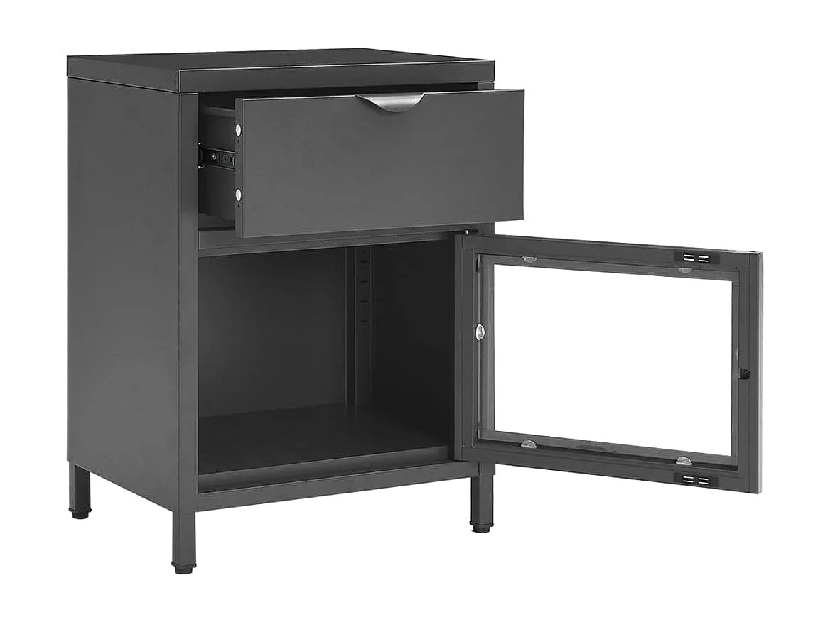 Coola  Table de chevet Anthracite 40x30x54,5 cm Acier et verre