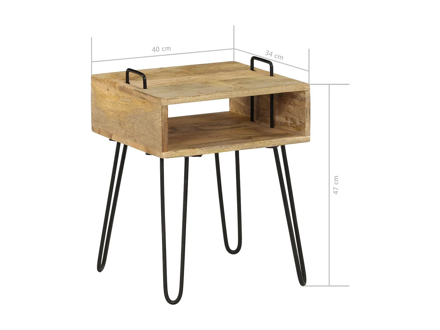 Garden Furniture -  Table de chevet Bois de manguier massif 40x34x47 cm