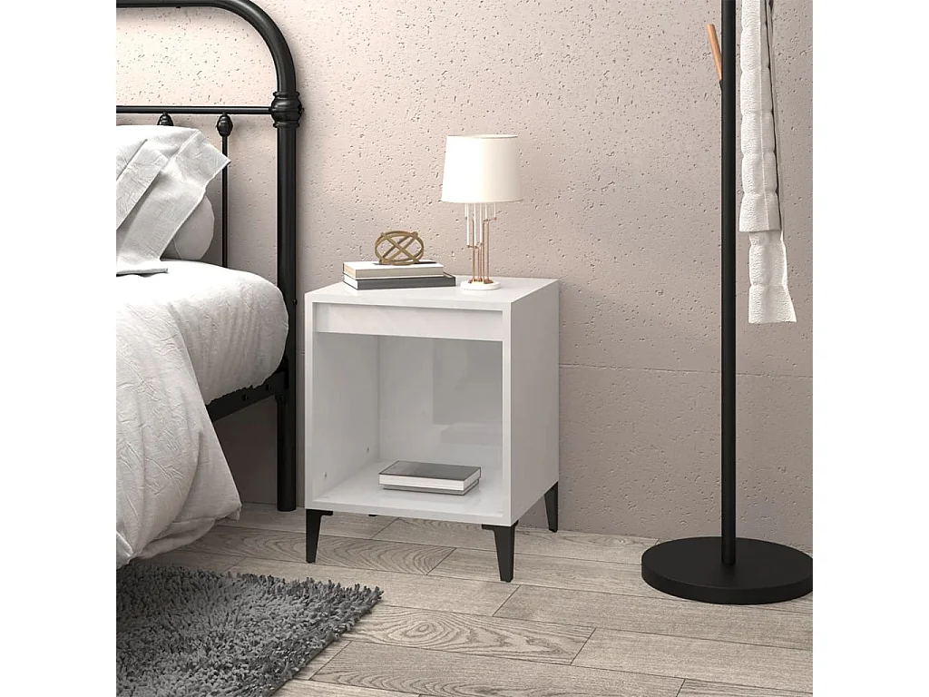 Hartford  Mesita de noche blanco brillante 40x35x50 cm