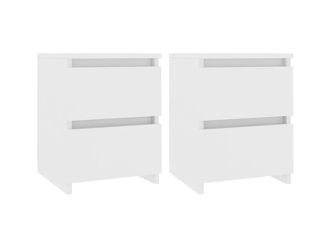 Cruz  Tables de chevet 2 pcs Blanc 30x30x40 cm Bois d'ingénierie