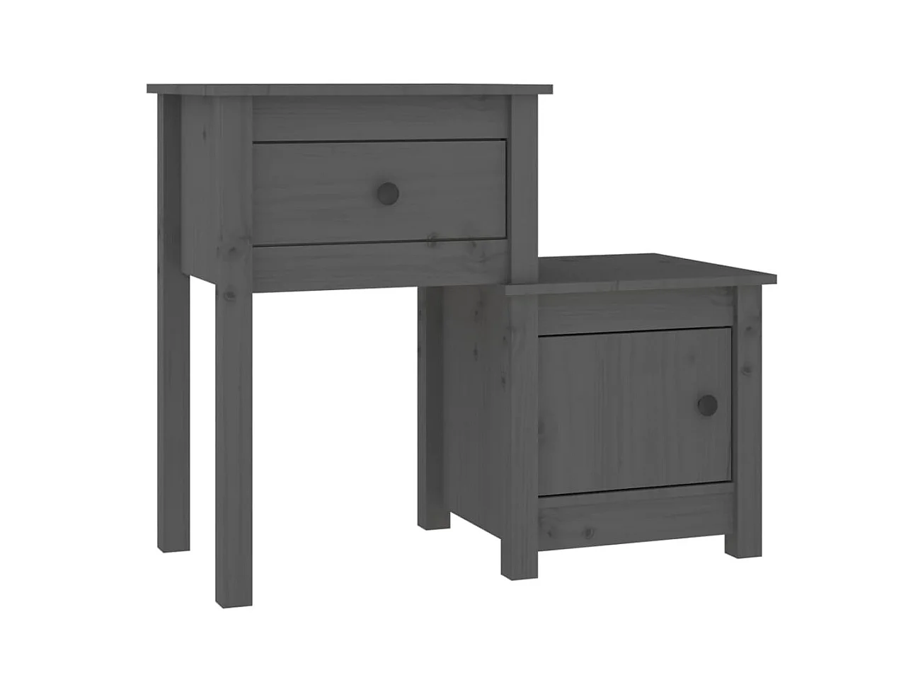 Bailey  Table de chevet Gris 79,5x38x65,5 cm Bois de pin massif
