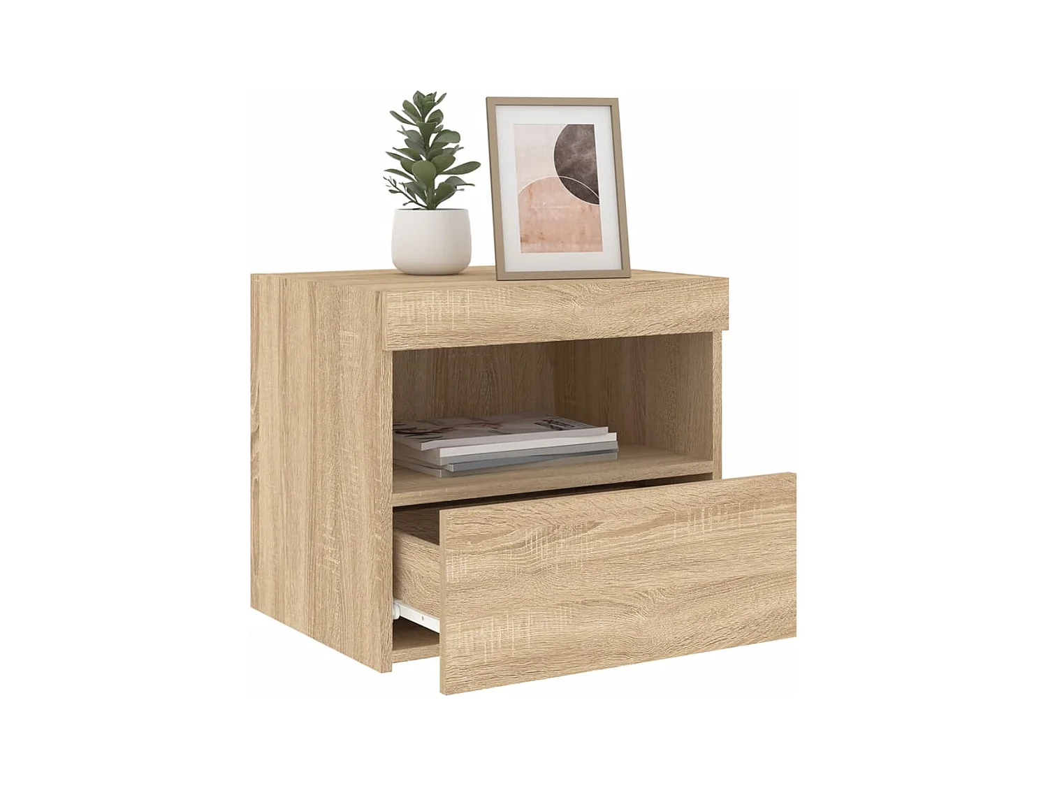 Bishop  Table de chevet avec lumières LED chêne sonoma 50x40x45 cm