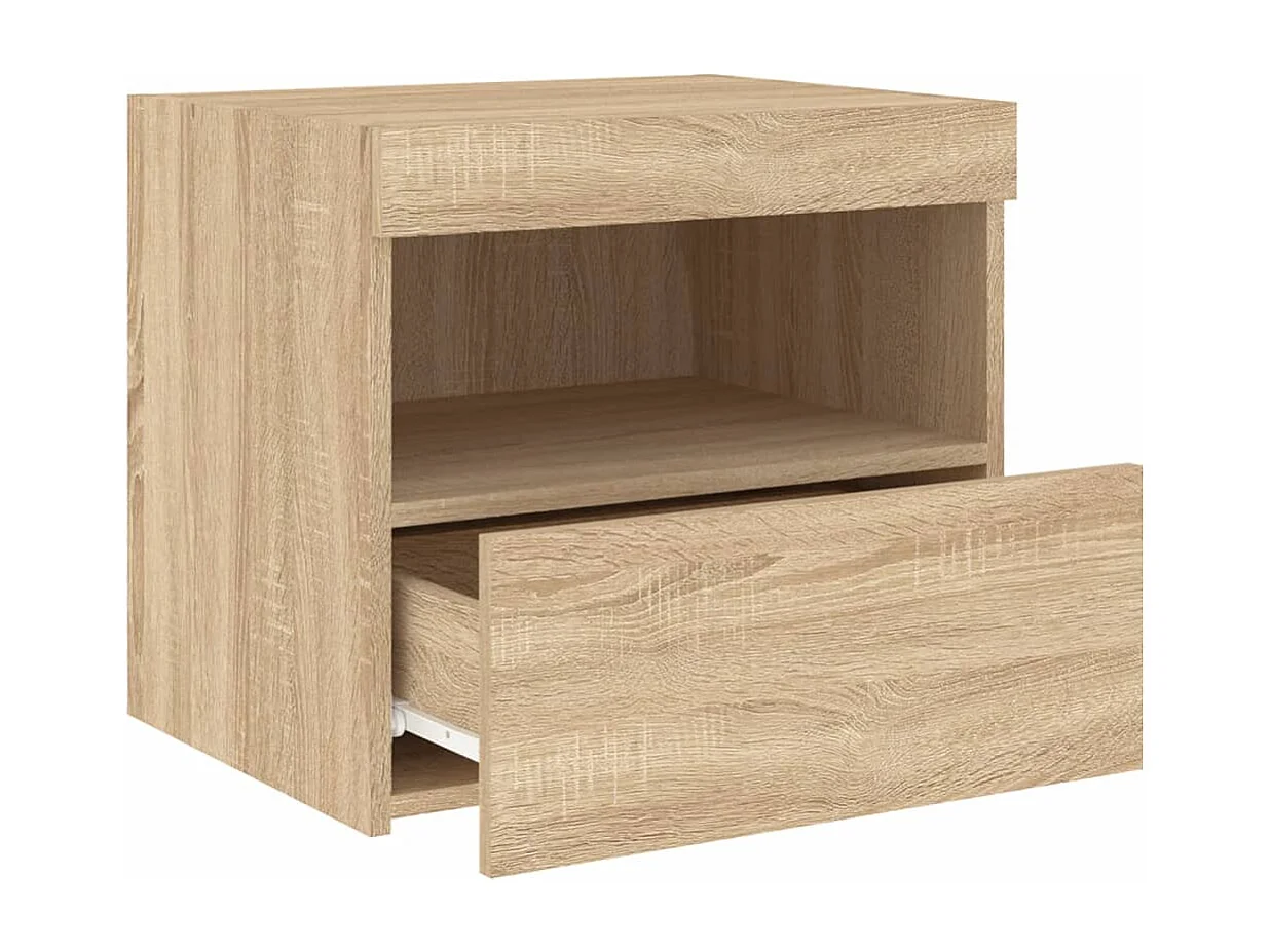 Bishop  Table de chevet avec lumières LED chêne sonoma 50x40x45 cm