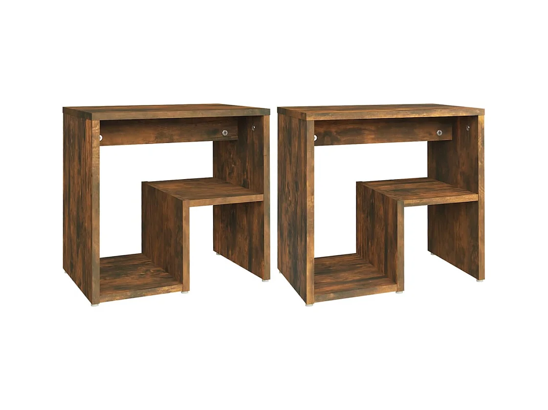 Ouderkerk aan den IJssel  Tables de chevet 2 pcs Chêne fumé 40x30x40 cm Bois d'ingénierie