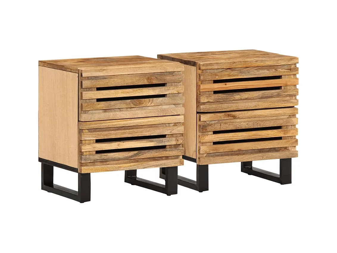 Janoah  Tables de chevet 2 pcs 40x34x46 cm bois massif de manguier brut