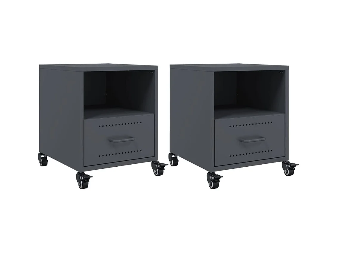 Evalara  Tables de chevet 2 pcs anthracite 36x39x43,5 cm acier