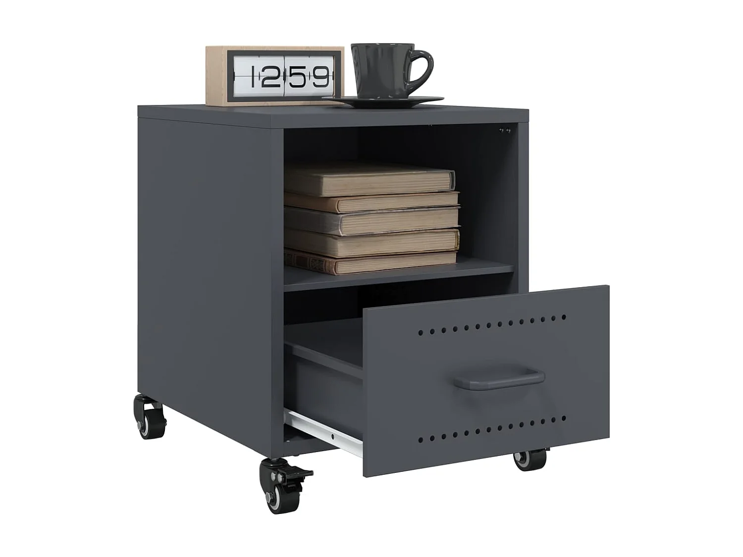 Evalara  Tables de chevet 2 pcs anthracite 36x39x43,5 cm acier