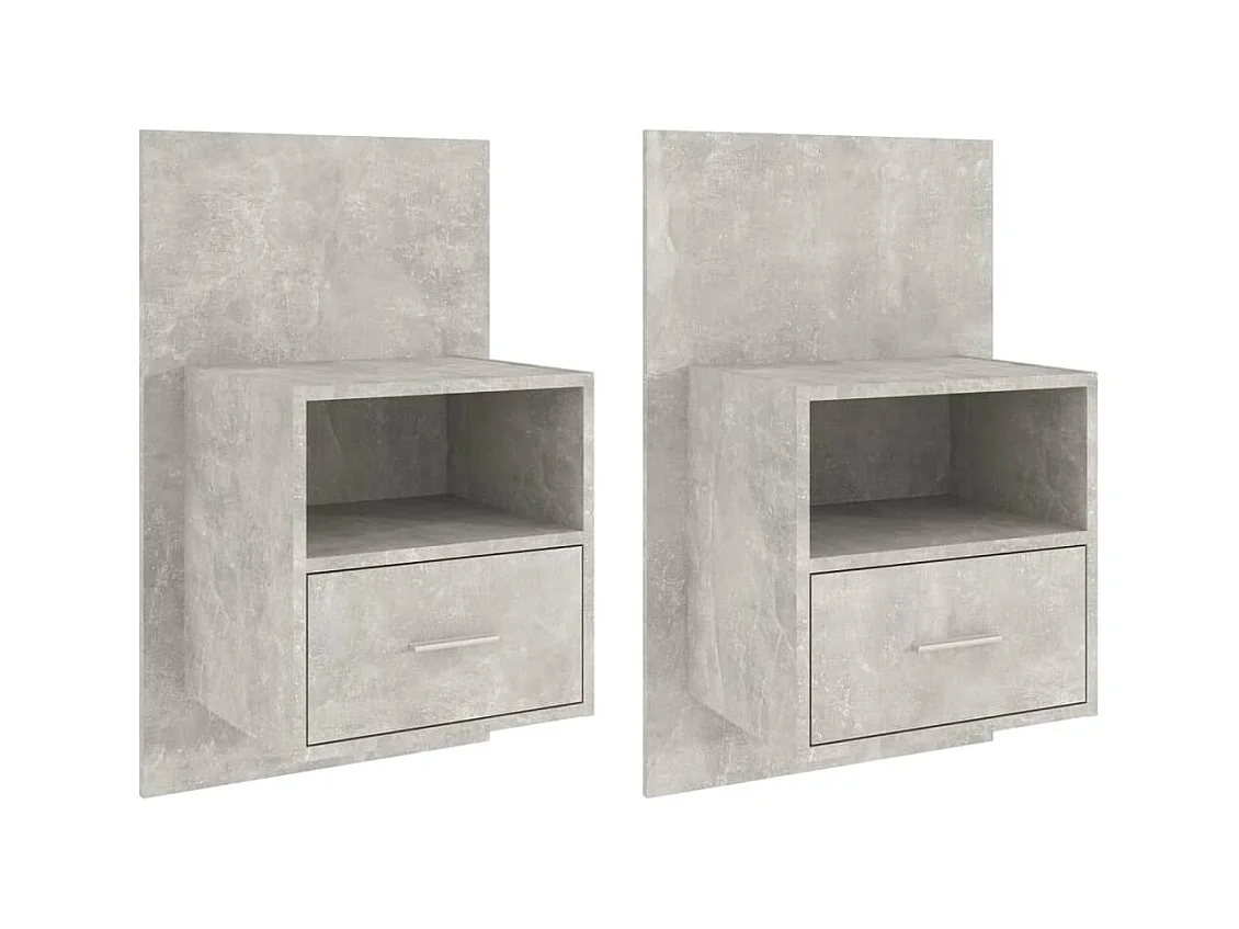 Bella Marie  Tables de chevet murales 2 pcs Gris béton