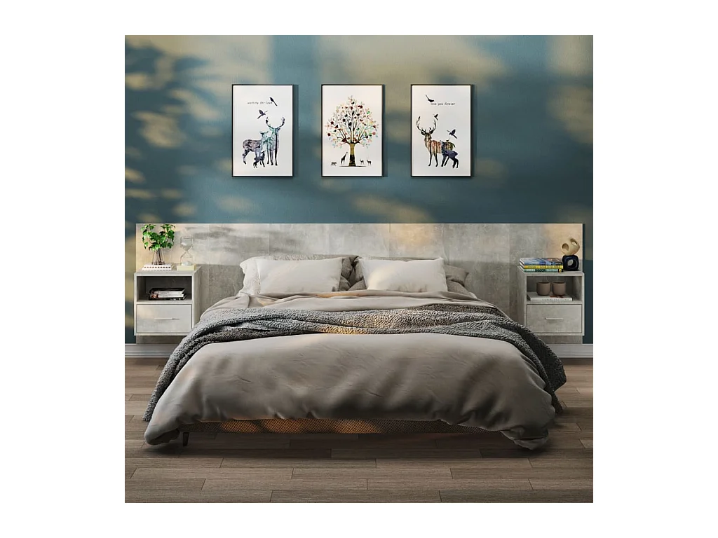 Bella Marie  Tables de chevet murales 2 pcs Gris béton