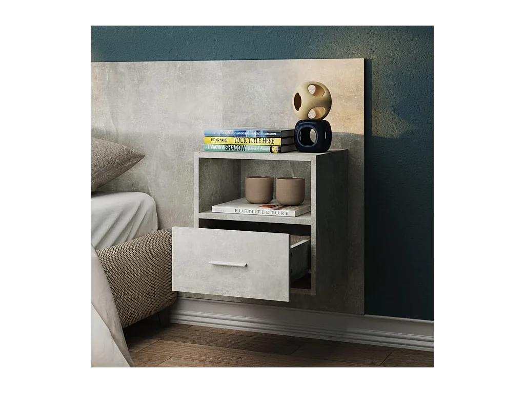 Bella Marie  Tables de chevet murales 2 pcs Gris béton