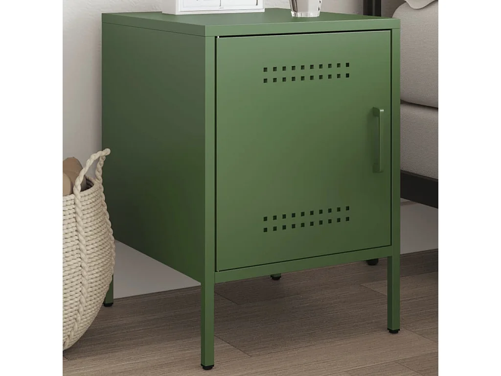 Adam Scott  Table de chevet vert olive 36x39x50,5 cm acier