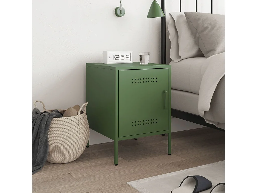 Adam Scott  Table de chevet vert olive 36x39x50,5 cm acier