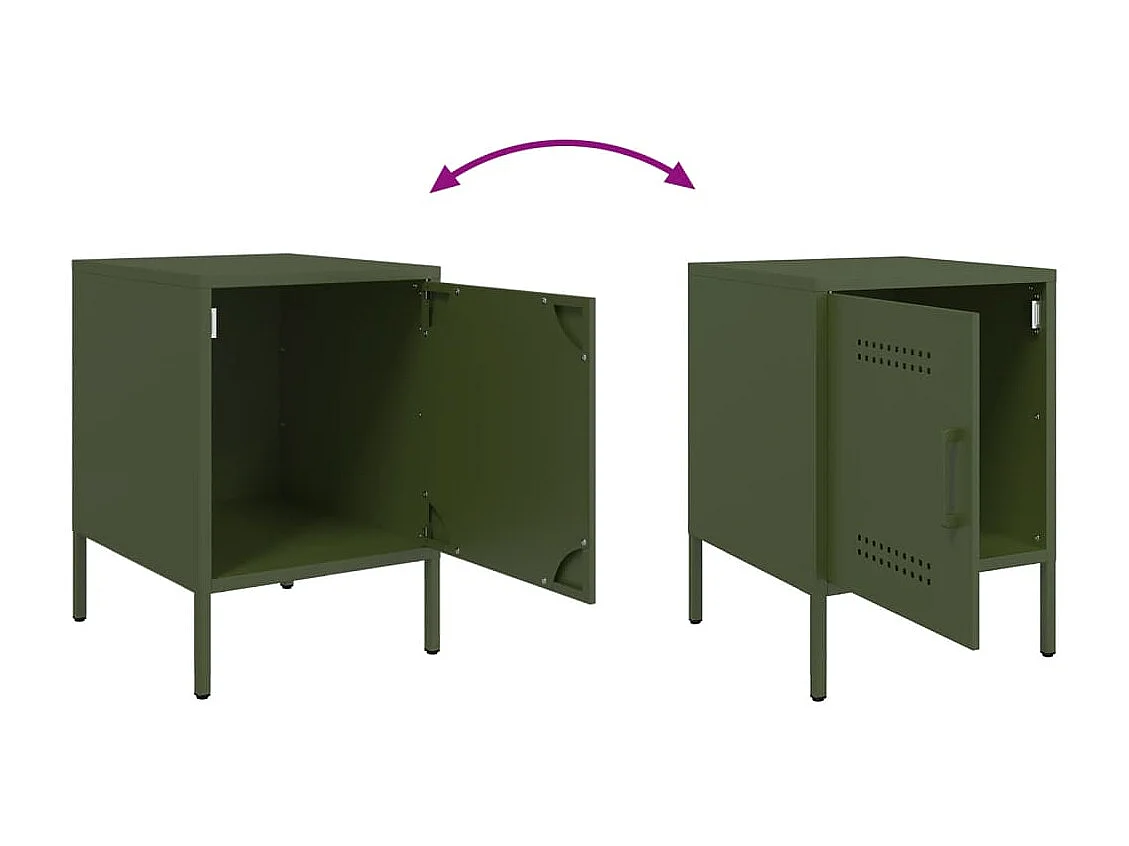 Adam Scott  Table de chevet vert olive 36x39x50,5 cm acier