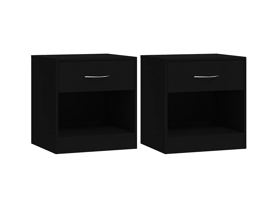 Gralina  Tables de chevet 2 pcs avec tiroir Noir