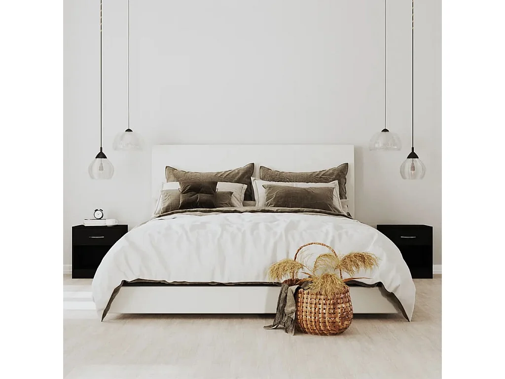 Gralina  Tables de chevet 2 pcs avec tiroir Noir