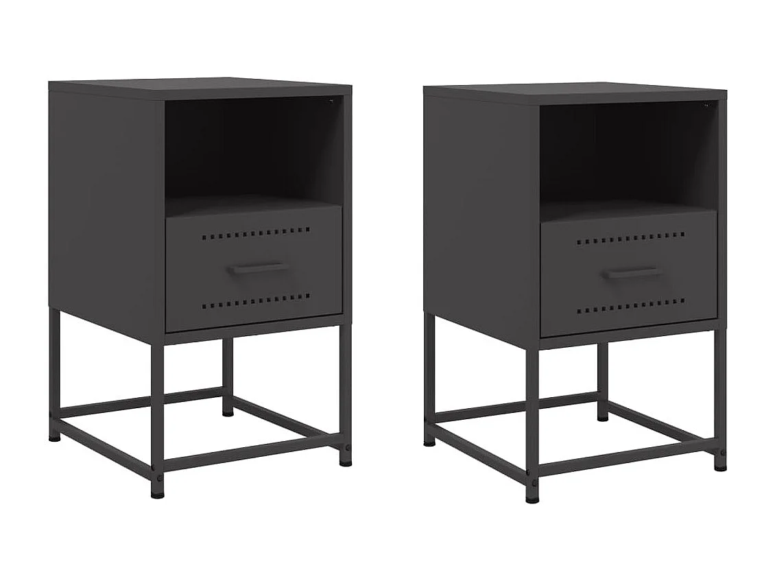 Inanna  Tables de chevet 2 pcs noir 36x39x60,5 cm acier