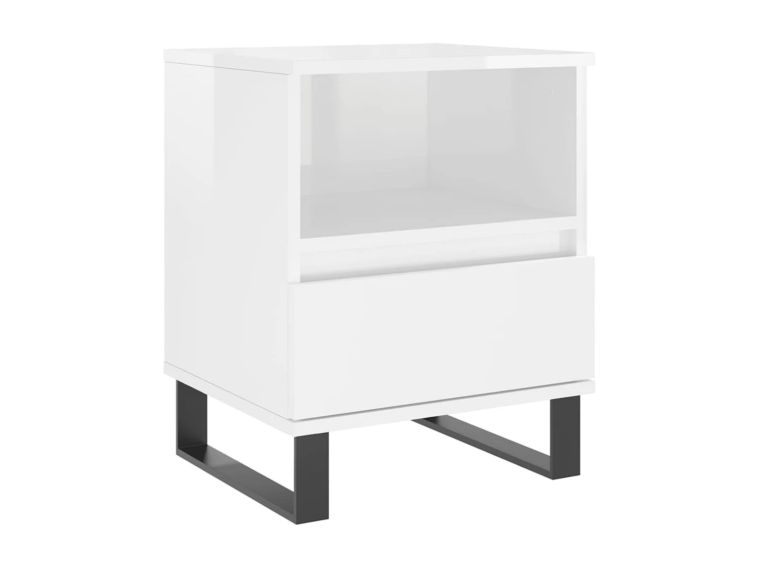 Pau  Comodini 2pz Bianco Lucido 40x35x50 cm in Legno Multistrato