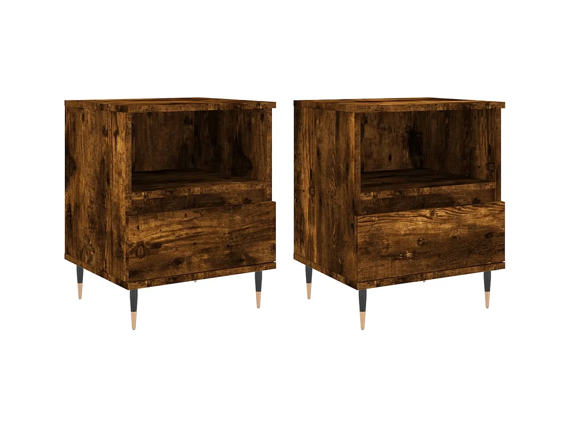 Blandon  Tables de chevet 2 pcs chêne fumé 40x35x50 cm bois ingénierie