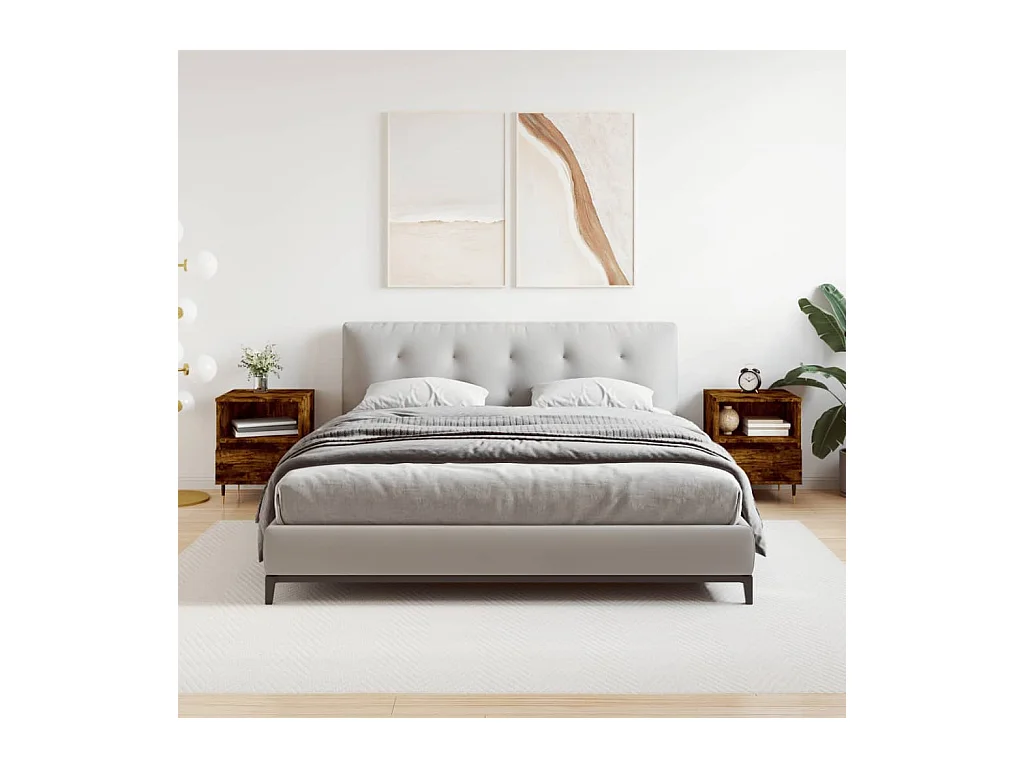 Blandon  Tables de chevet 2 pcs chêne fumé 40x35x50 cm bois ingénierie