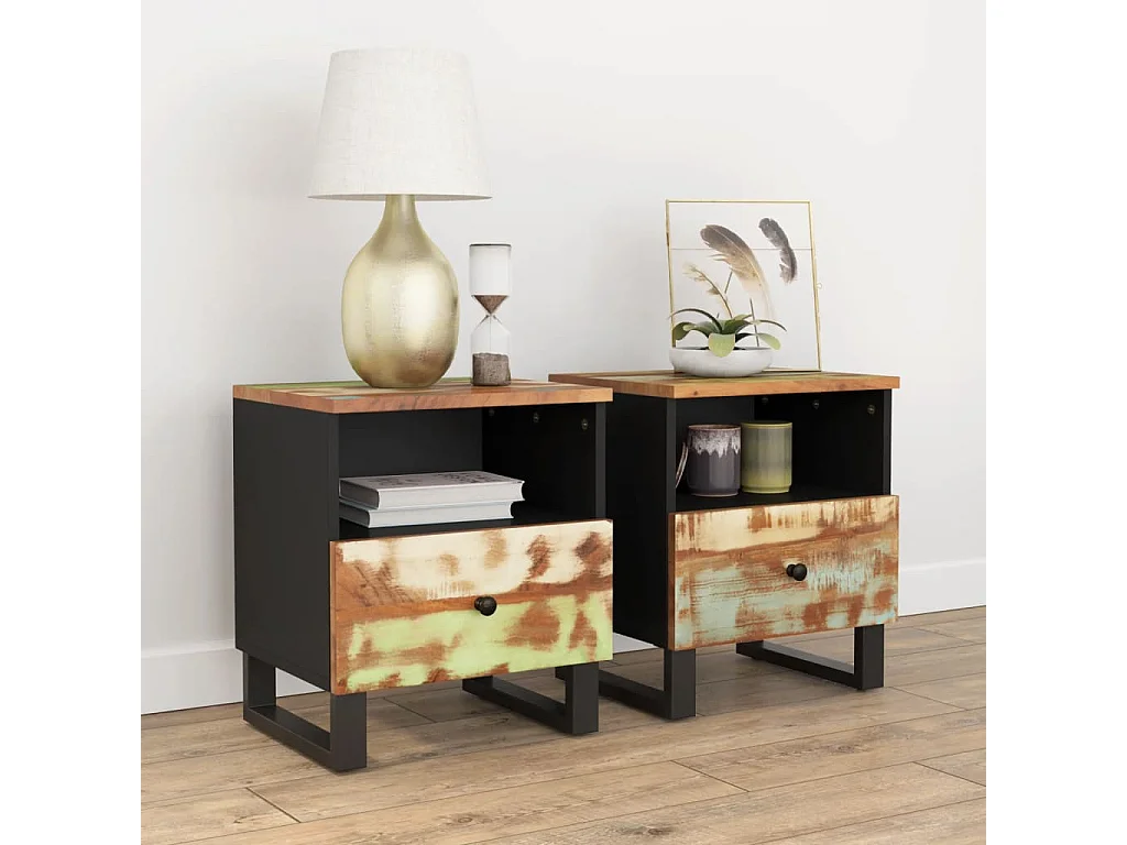 Renlar  Tables de chevet 2 pcs Bois de récupération et d'ingénierie