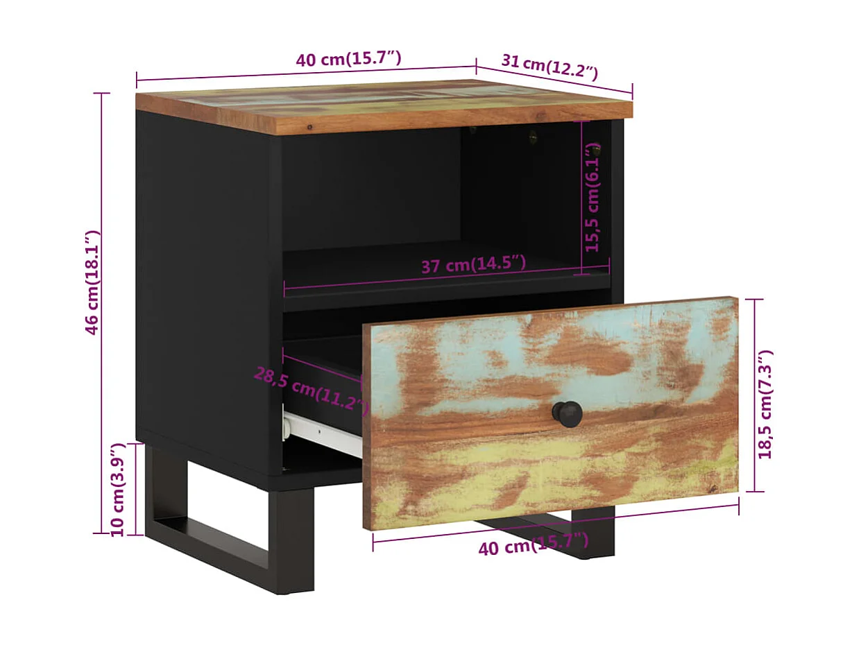 Renlar  Tables de chevet 2 pcs Bois de récupération et d'ingénierie