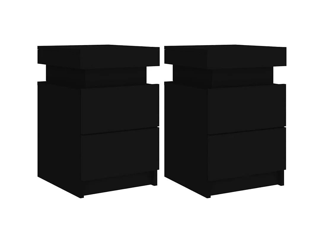 Barry John  Tables de chevet avec lumières LED 2 pcs noir 35x39x55 cm