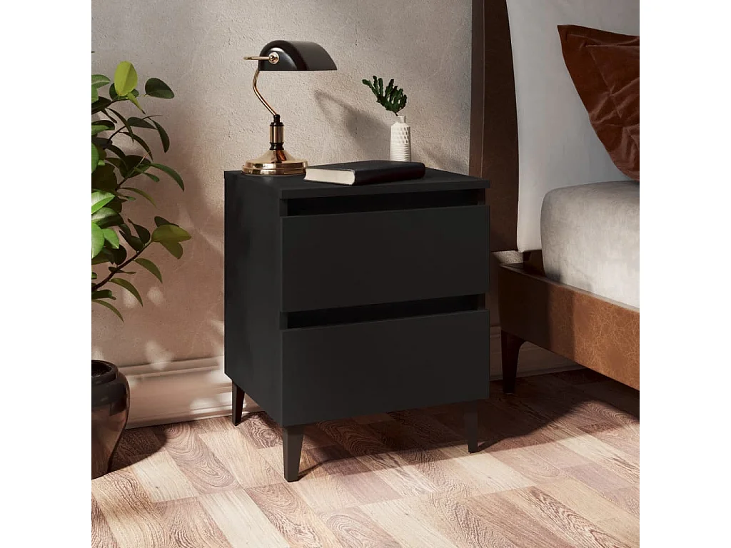 Orvieto  Mesita de noche madera contrachapada negro 40x35x50 cm