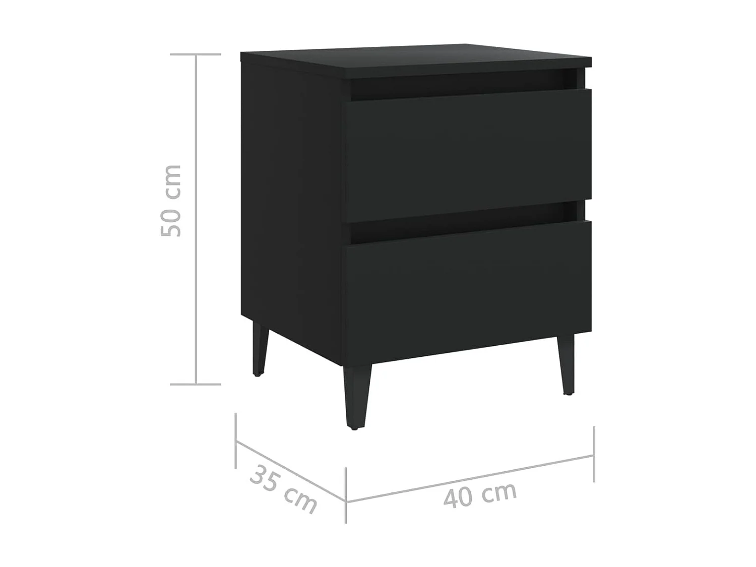 Orvieto  Mesita de noche madera contrachapada negro 40x35x50 cm