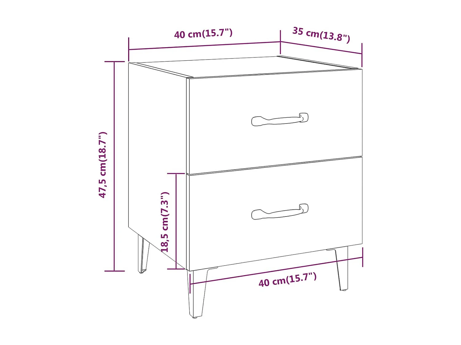 Higginsville  Table de chevet Chêne fumé 40x35x47,5 cm