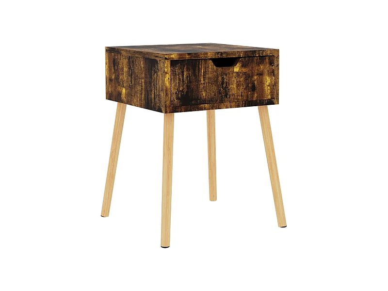 Wellsville  Mesita de noche madera de ingeniería roble ahumado 40x40x56 cm